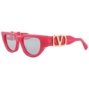 Valentino Hot Pink Cat-Eye Sunglasses with Gold V Emblem